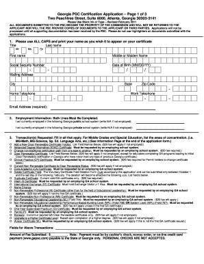 Fillable Online Georgia Psc Certification Application Page Of