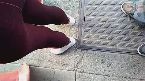 Hot Curly Haired Brunette Latina With Super Thin Leggings Shows Major VPL Action OC