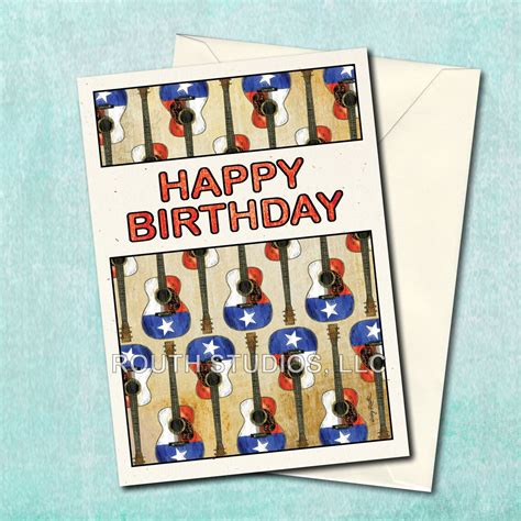 Texas Birthday Card Texas Flag Guitars Birthday By Artist Craig Routh