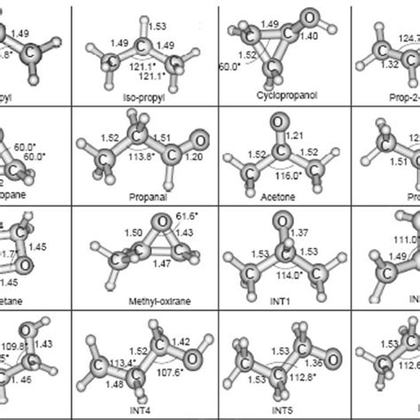 Optimized Geometries Of Reactants Products And Intermediates For The