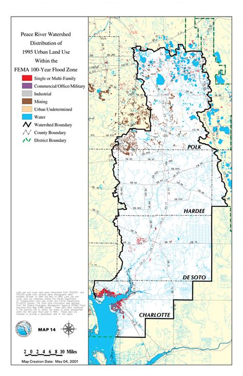 Peace River Watershed Distribution Of 1995 Urban Land Use Within The