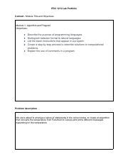 Understanding Algorithm And Program Concepts In Itsc Lab Course Hero