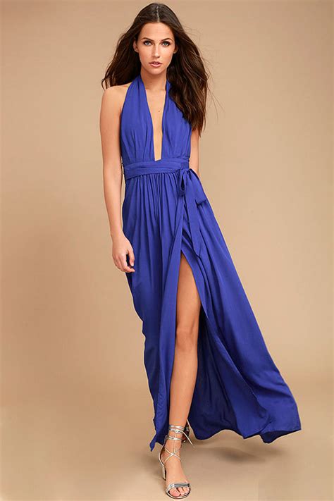 Lovely Royal Blue Dress Maxi Dress Wrap Dress 4900 Lulus