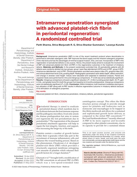 Pdf Intramarrow Penetration Synergized With Advanced Platelet Rich