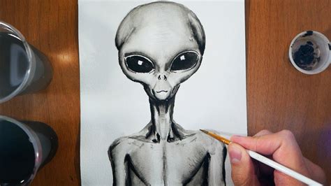 Cómo Dibujar Un Alien Realista Con Acuarela Dibujar Un Extraterrestre Youtube