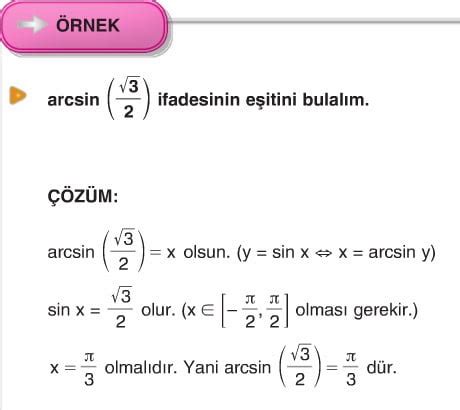 Ters Trigonometrik Fonksiyonlar Konu Anlatımı Test Soruları Çözümleri