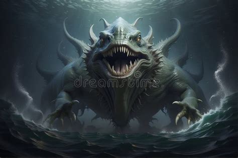 Leviathan Mythology Leviathan Artwork Giant Sea Creature Sea Dragon Leviathan Fantasy Art Stock ...