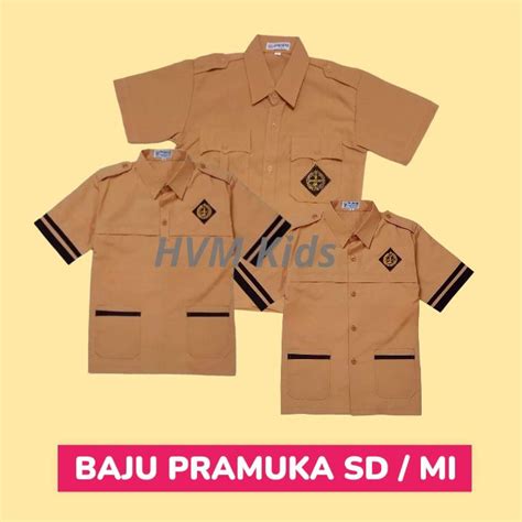 Jual Seragam Pramuka SD Lengan Pendek Baju Pramuka Lengan Pendek