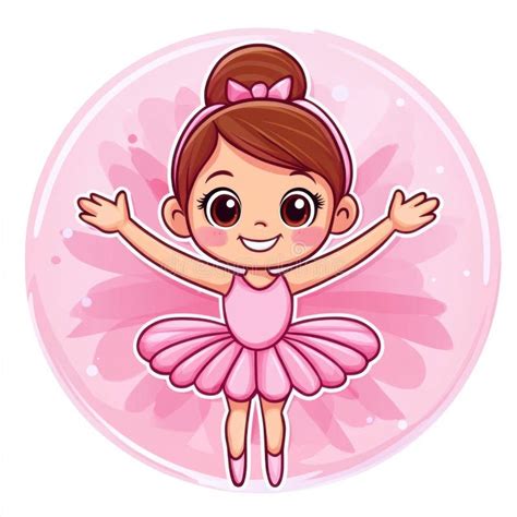 Cute Cartoon Ballerina Girl in Pink Dress Stock Illustration ...