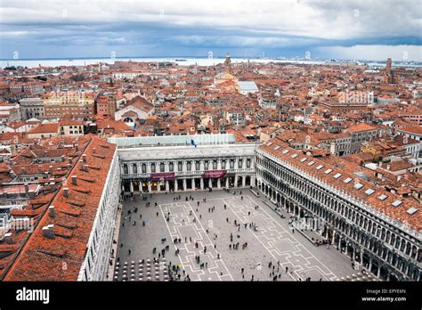 Aerial view over Venice and Piazza San Marco, Italy Stock Photo - Alamy