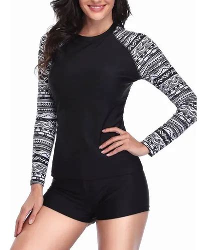 Printed Long Sleeve Split Bikini Set Parcelamento Sem Juros