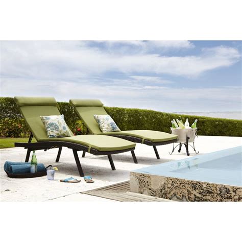 Lowes Woven Chaise Lounge With Sunbrella Cilantro Chaise Cushions And