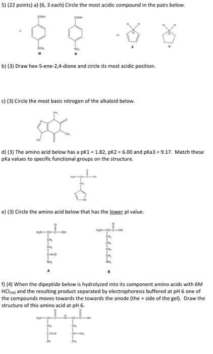 Solved 5 22 Points A 6 3 Each Circle The Most Acidic