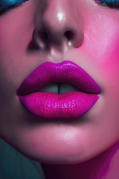 Primer Plano De Labios Femeninos Con L Piz Labial Rosa Satinado Creado