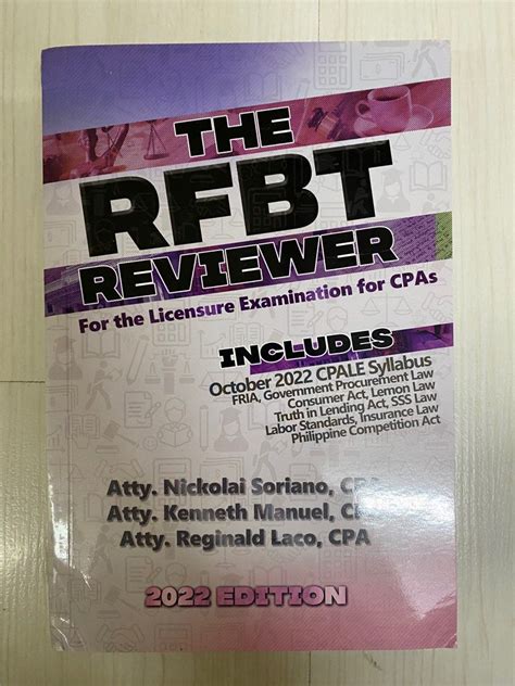 The RFBT Reviewer By Soriano Manuel Laco 2022 Edition Hobbies