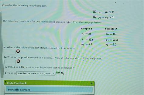 Solved Consider The Following Hypothesis Test