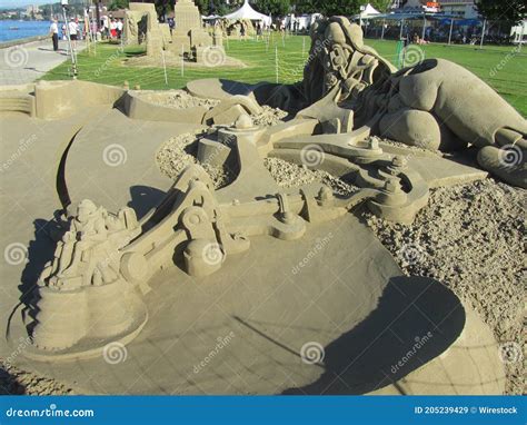 Mysterious Sculpture Made Of Sand During A Sculpture Festival Editorial Stock Image Image Of