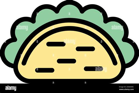 Taco Burrito Icon Outline Taco Burrito Vector Icon Color Flat Isolated