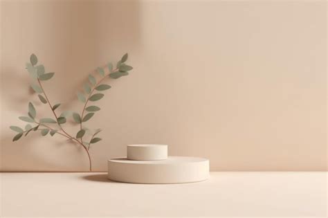 Premium Photo D Display Podium Pastel Beige Background With Pedestal Nude Color Stand And