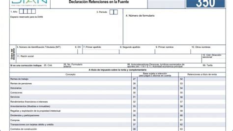 Se Prescribe El Formulario 350 Declaración De Retención En La Fuente Para El Cumplimiento De Las