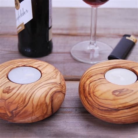 Olive Wood Tealight Holders Etsy