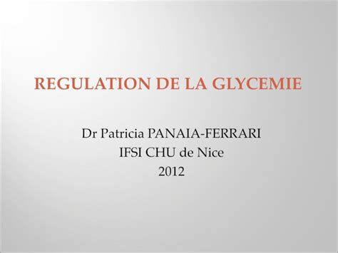 PDF REGULATION DE LA GLYCEMIE Régulation hormonale Insuline