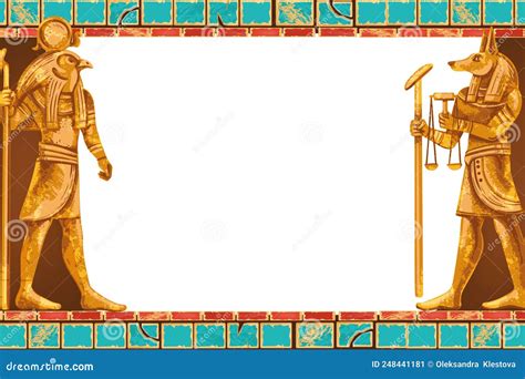 Egypt Game Frame, Vector Stone Ancient Egyptian Background, God Temple ...