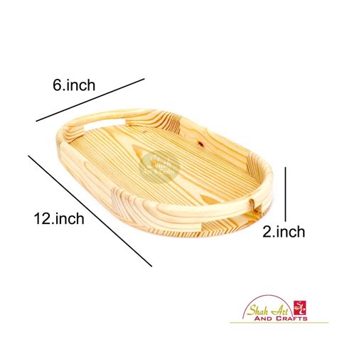 Shah Arts Wooden Pine Wood Serving Tray Shape Oval Size X X