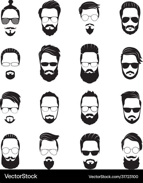 Bearded face black men beards handsome model Vector Image