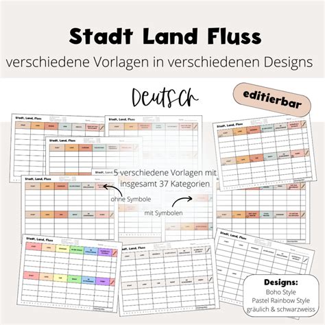 Stadt Land Fluss Vorlagen Mit Kategorien Und Editierbaren