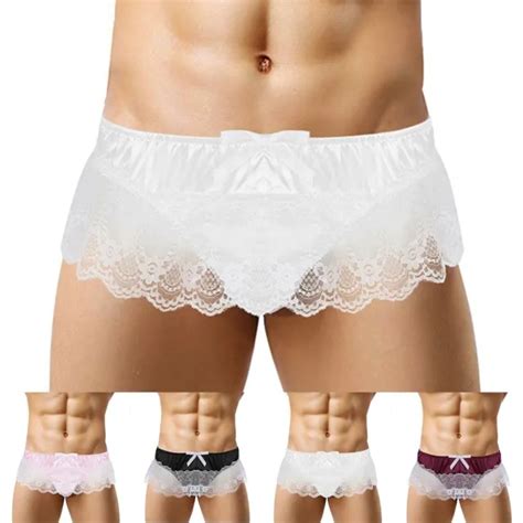 SATIN G STRING Slips Dentelle Travers Sous V Tements Pour Hommes