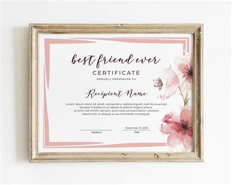 √ Best Friend Award Certificate Template