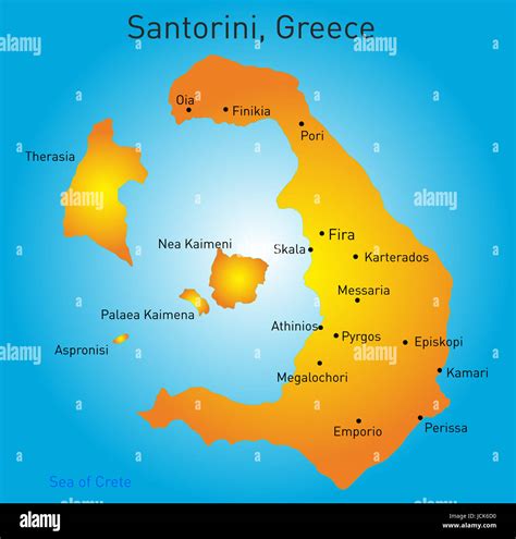 Vector color map of Santorini , Greece Stock Photo - Alamy