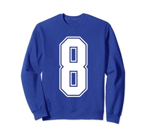 #8 White Outline Number 8 Sports Fan Jersey Style Sweatshirt-4LVS ...