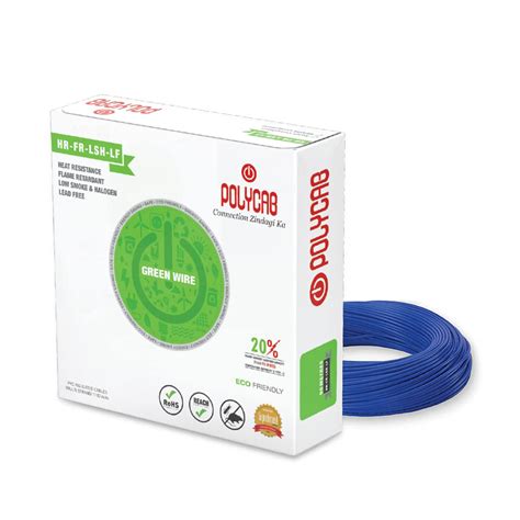 Polycab Green Wire HR FR LSH LF 0 75mm 90m Blue ElectricBasket