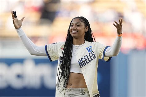 USC basketball star JuJu Watkins throws strike at Dodger Stadium ...