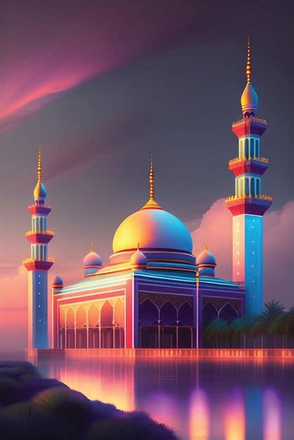 Premium Ai Image The Beautiful Serene Mosque At Night In The Blessed