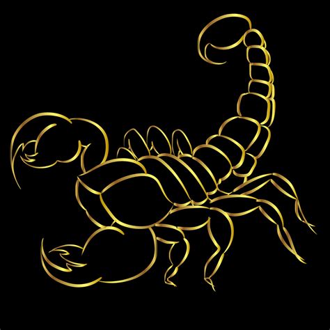 Golden Scorpion Tattoo Border On Black Background Ornate Gold Scorpion