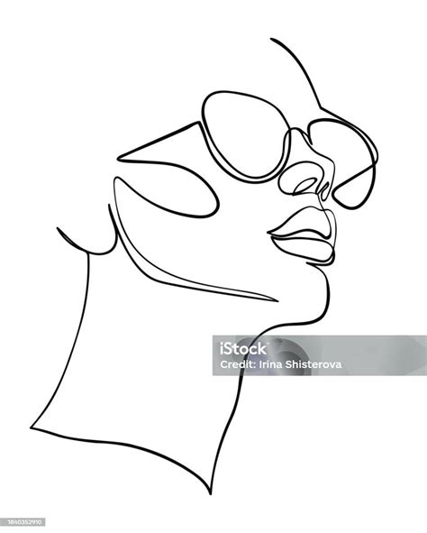 One Line Drawing Face Abstract Woman Portrait Modern Minimalism Art