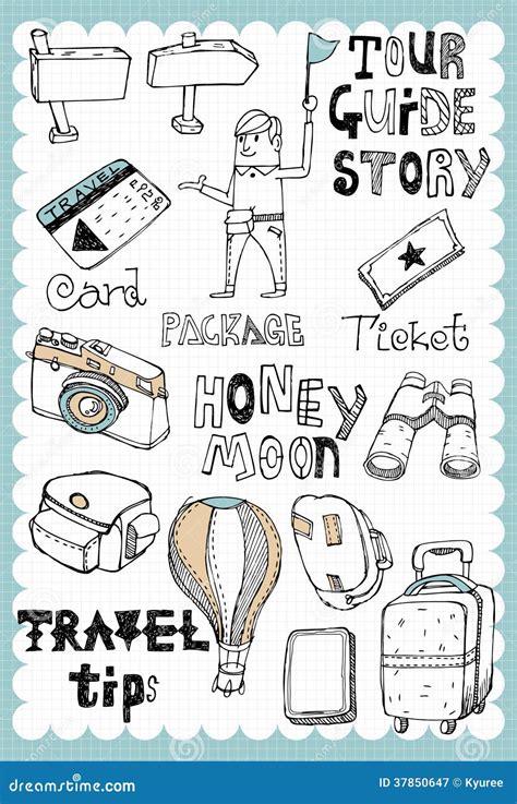 Hand Drawn Travel Set Stock Vector Illustration Of Handwriting