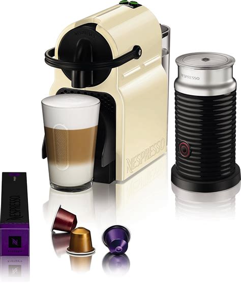 Nespresso Inissia Coffee Machine With Aeroccino Cream Black By Magimix