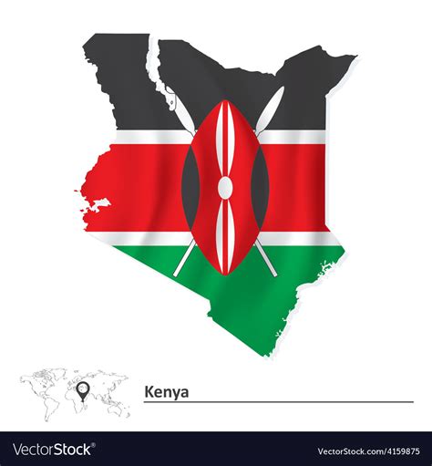 Map Kenya With Flag Royalty Free Vector Image Vectorstock