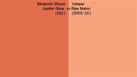 Benjamin Moore Jupiter Glow 021 Vs Valspar Ripe Melon 2002 1C Side