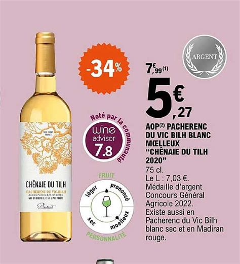 Promo Aop Pacherenc Du Vic Bilh Blanc Moelleux Chênaie Du Tilh 2020 34