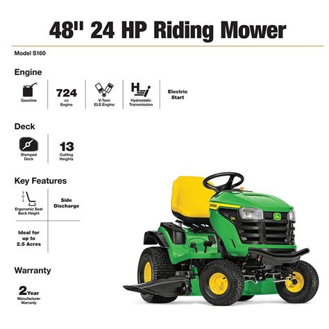 John Deere S160 48 In 24 Hp V Twin Els Gas Hydrostatic Riding Lawn Tr Enra