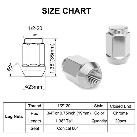 Wheel Lug Nut Size Guide Torque Spec Chart 41 OFF