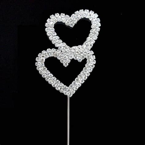 Double Heart Crystal Topper Cake Wedding Cake Toppers Etsy Wedding Cake Topper Etsy