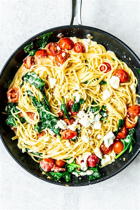 Einfache Spaghetti Mit Spinat Und Feta