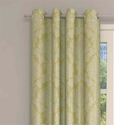 Buy Green Cotton Light Filtering Feet Eyelet Curtain Piece At