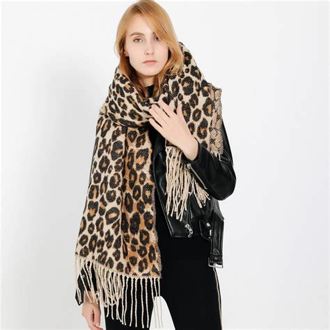 Buy Fashion Autumn And Winter Leopard Print Tassel Imitation Cashmere